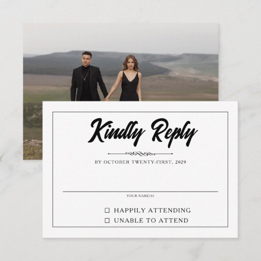 Casual foto RSVP kaartje (Voorkant / Achterkant)