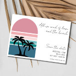 Casual foto strand bruiloft save the date<br><div class="desc">Omarm de zorgeloze geest van liefde en de schoonheid van het strand met onze "Alles wat we nodig hebben is liefde en het strand" Casual bruiloft Save the Date. Deze prachtige kaart combineert een retro zonsondergang palmboom ontwerp dat perfect de essentie van uw relaxte en strand-geïnspireerde bruiloft viering vastlegt. Pas...</div>