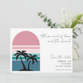 Casual foto strand bruiloft save the date (Staand voorkant)