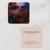 Casual foto van modern Chic Beauty Cream Beige Vierkante Visitekaartje (Voorkant / Achterkant)