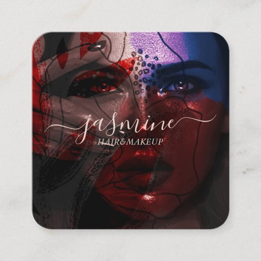 Casual foto van modern Chic Beauty Cream Beige Vierkante Visitekaartje (Voorkant)