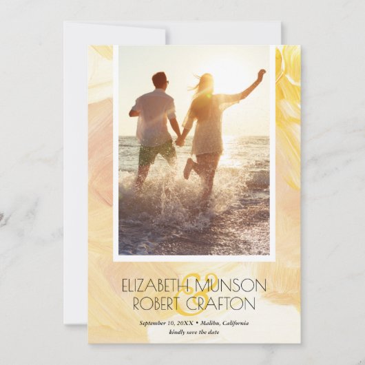 Casual foto-weddenschap Geel sparen de datum Save The Date (Voorkant)