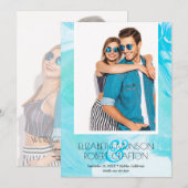 Casual foto Weddenschap Turquoise Save the Date (Voorkant / Achterkant)