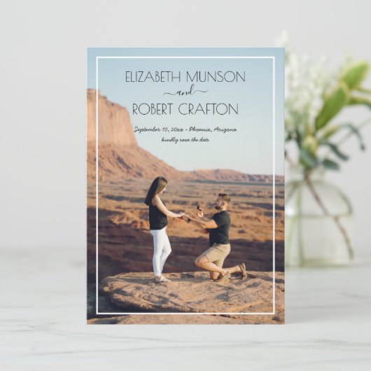 Casual fotobruiloft bespaart de datum save the date (Staand voorkant)