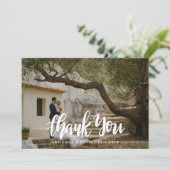 Casual fotobruiloft Dank u handgeschreven script Bedankkaart (Staand voorkant)