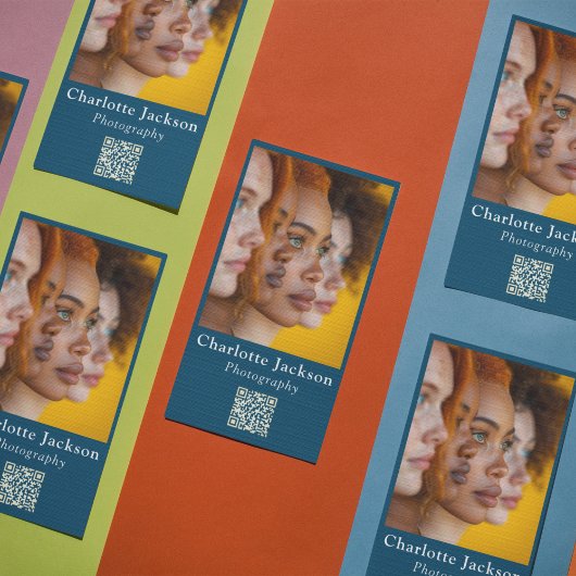 Casual Fotofotografie Qr code Navy Blue Visitekaartje