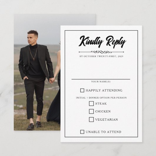 Casual fotovoedsel keuzes RSVP kaartje (Voorkant / Achterkant)