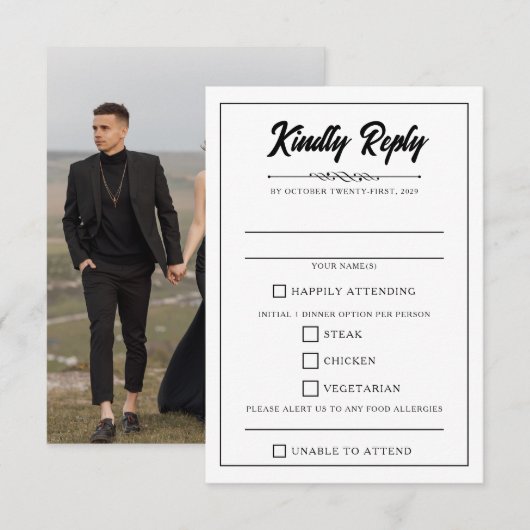 Casual fotovoedsel keuzes RSVP kaartje (Voorkant / Achterkant)