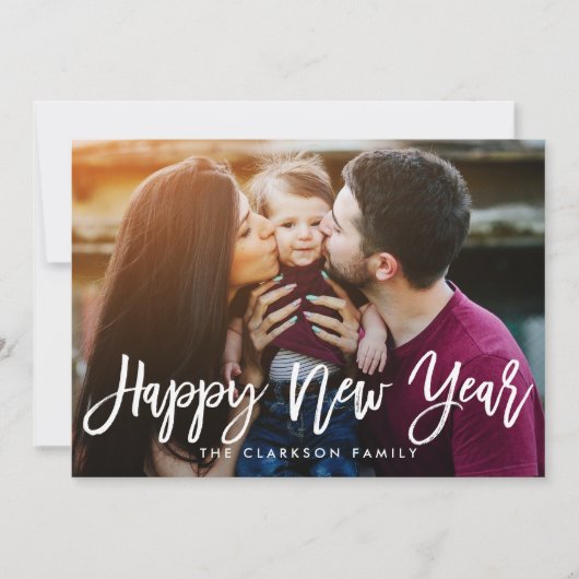 Casual geborsteld BEWERKBARE KLEUR Nieuwjaar kaart (Voorkant)