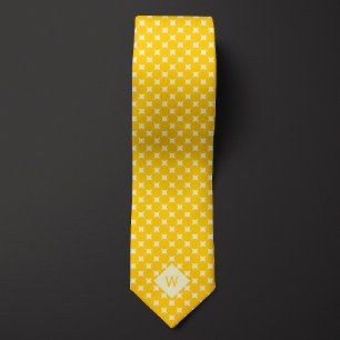 Casual geel cirkelenmonogram stropdas