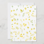 Casual geel groen bloemen waterverf bruiloft kaart (Achterkant)