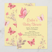 Casual Geel Roze Floral Butterflies Baby shower