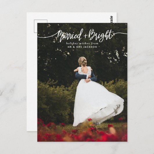 Casual getrouwde en heldere script vakantiefoto briefkaart (Voorkant / Achterkant)