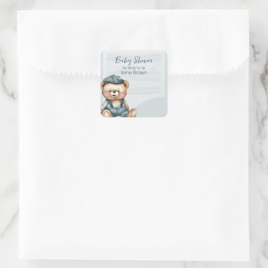 Casual gezellige Baby shower uitnodiging Vierkante Sticker (Tas)