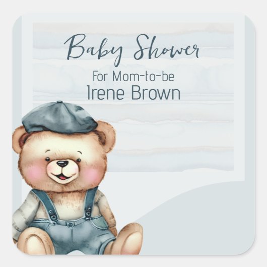 Casual gezellige Baby shower uitnodiging Vierkante Sticker (Voorkant)