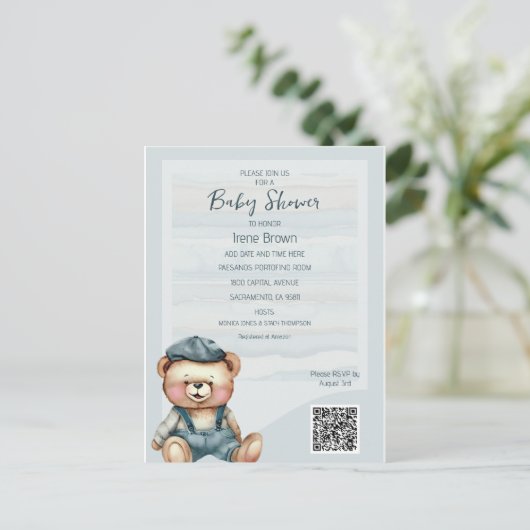 Casual gezellige Beer Baby shower Uitnodiging (Staand voorkant)