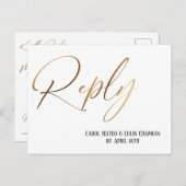Casual Gold Handwriting RSVP Song Request Custom Briefkaart (Voorkant / Achterkant)