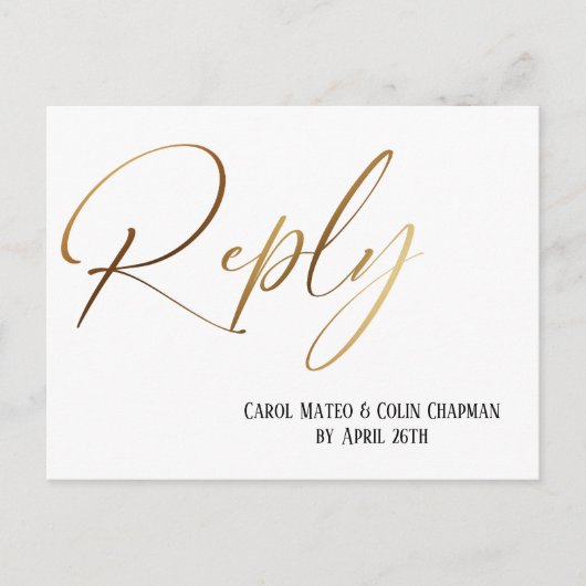 Casual Gold Handwriting RSVP Song Request Custom Briefkaart (Voorkant)