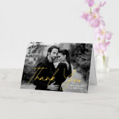 Casual Gold Script Photo Weddenschap Hartelijk dan Folie Wenskaart (Orchidee)