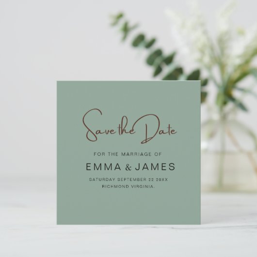 Casual groen Script Typograferen Save The Date (Staand voorkant)