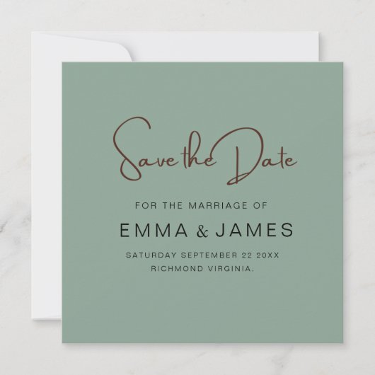 Casual groen Script Typograferen Save The Date (Voorkant)
