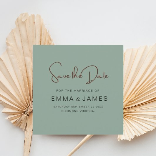 Casual groen Script Typograferen Save The Date