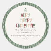 Casual groene A zeer prettige kerstenveloppen Ronde Sticker (Voorkant)