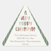 Casual groene kerstdriehoek enveloppen sticker (Voorkant)