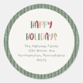 Casual groene Prettige feestdagen Envelopzegels Ronde Sticker (Voorkant)