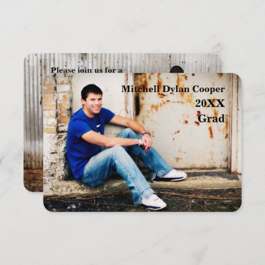 Casual Grunge - 3x5 Afstuderen Aankondiging (Voorkant / Achterkant)