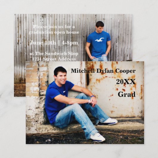 Casual Grunge - 3x5 Afstuderen Aankondiging (Voorkant / Achterkant)