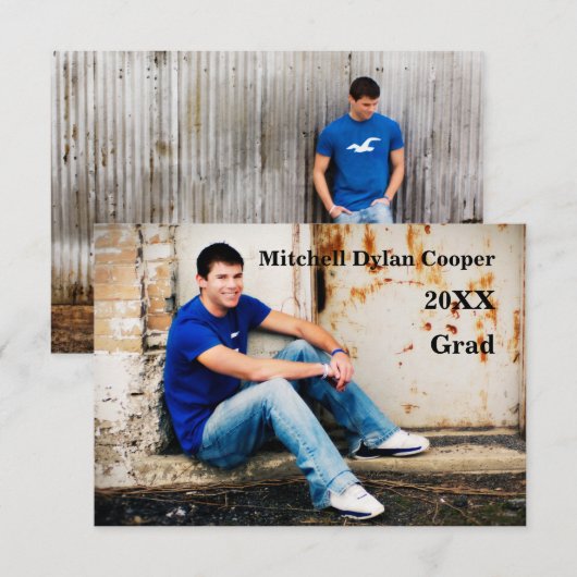 Casual Grunge - 3x5 Afstuderen Aankondiging (Voorkant / Achterkant)