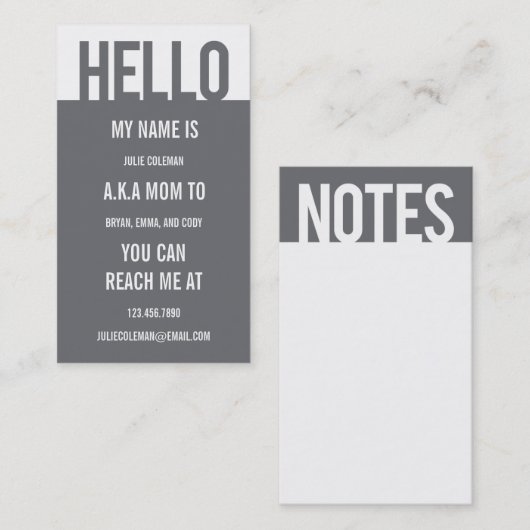 Casual Hallo Mommy Kaart / Belkaart Contactkaartje (Voorkant / Achterkant)