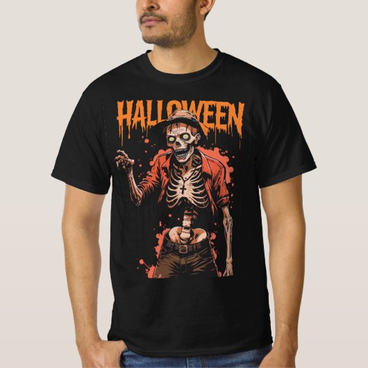 Casual Halloween Skeleton Rozenkrans T-shirt (Voorkant)