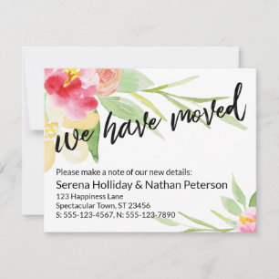Casual hand hebben we verplaatst Waterverf bloemen Notitiekaartje