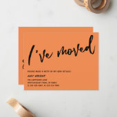 Casual hand Ik heb verplaatst Sinaasappel nieuwe a Notitiekaartje (Voorkant / Achterkant in situ)