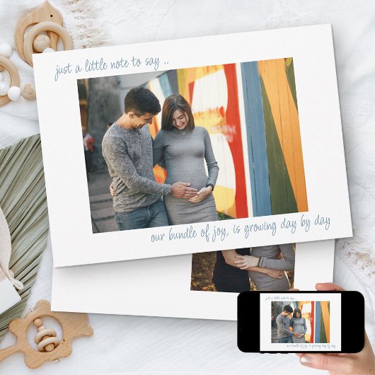 Casual handgeschreven 2 Fotonotitie om Zwangerscha Aankondiging