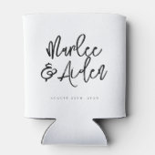 Casual handgeschreven gepersonaliseerde bruiloft blikjeskoeler (Achterkant)