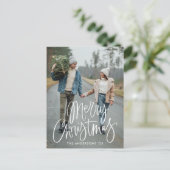 Casual handgeschreven kerstfoto met handschrift feestdagenkaart (Staand voorkant)