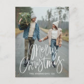 Casual handgeschreven kerstfoto met handschrift feestdagenkaart (Voorkant)