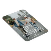 Casual handgeschreven kerstfoto met handschrift magneet (Rechterzijde)