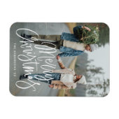Casual handgeschreven kerstfoto met handschrift magneet (Horizontaal)