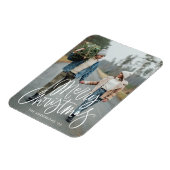Casual handgeschreven kerstfoto met handschrift magneet (Linkerzijde)