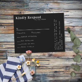 Casual Handgeschreven Typografie B&W Menu RSVP-kaa