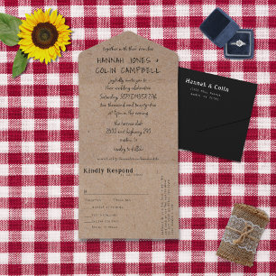 Casual handgeschreven typografie Kraft All In One Uitnodiging