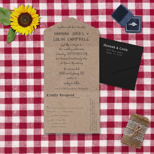 Casual handgeschreven typografie Kraft All In One Uitnodiging