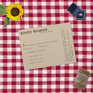 Casual handgeschreven typografie Kraft Menu RSVP-k