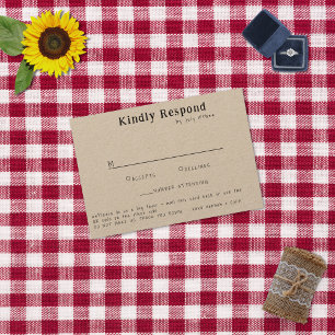 Casual handgeschreven typografie Kraft RSVP Kaartje