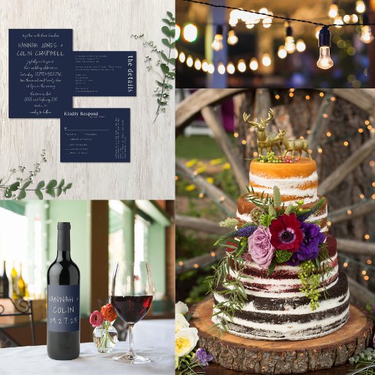 Casual handgeschreven typografie Silver & Navy Kaart