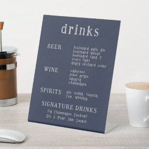 Casual handgeschreven typografie Silver & Navy Reclamebord Met Voetstuk